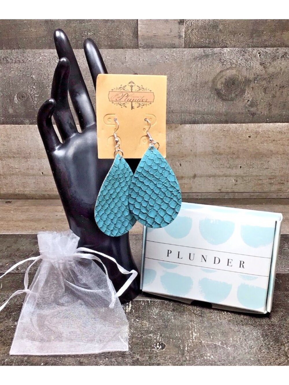 Plunder Lilo Teal Snake Print Teardrops Earrings New in Box
